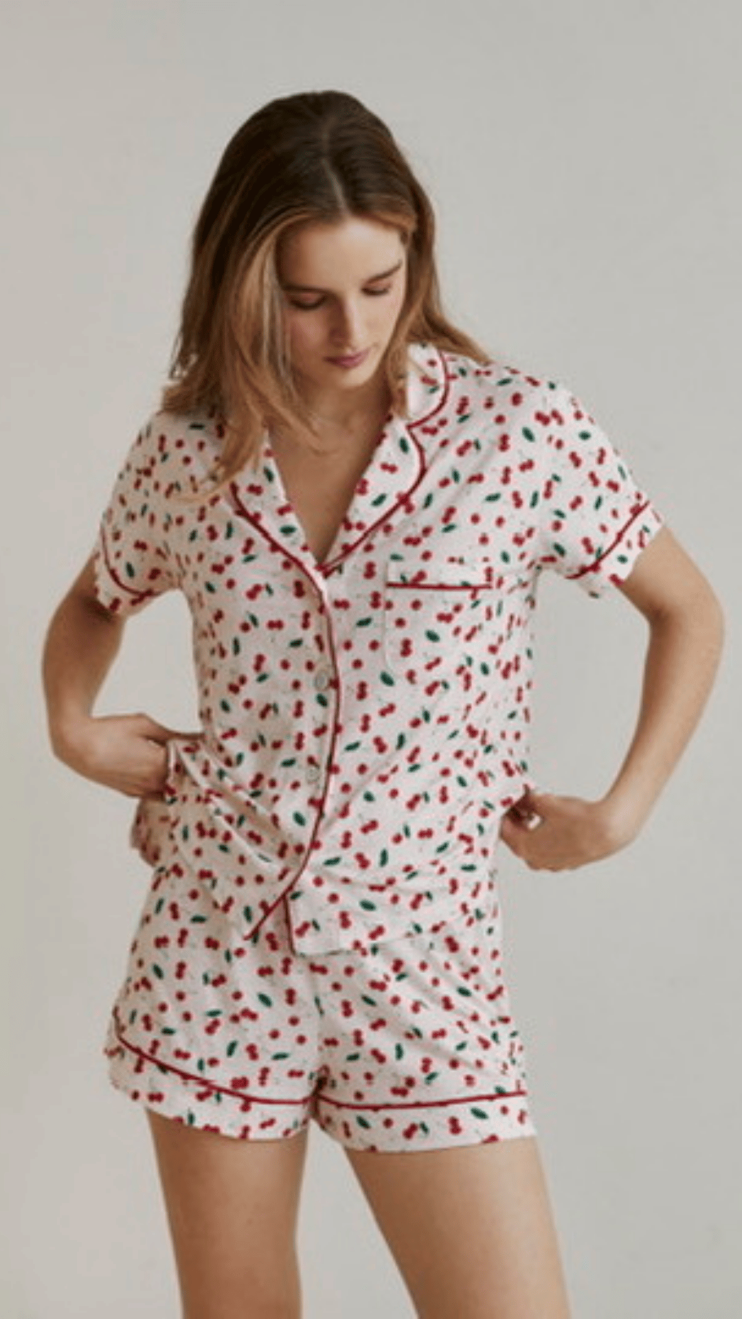 Boyfriend Vera PJ Set Short Cherry