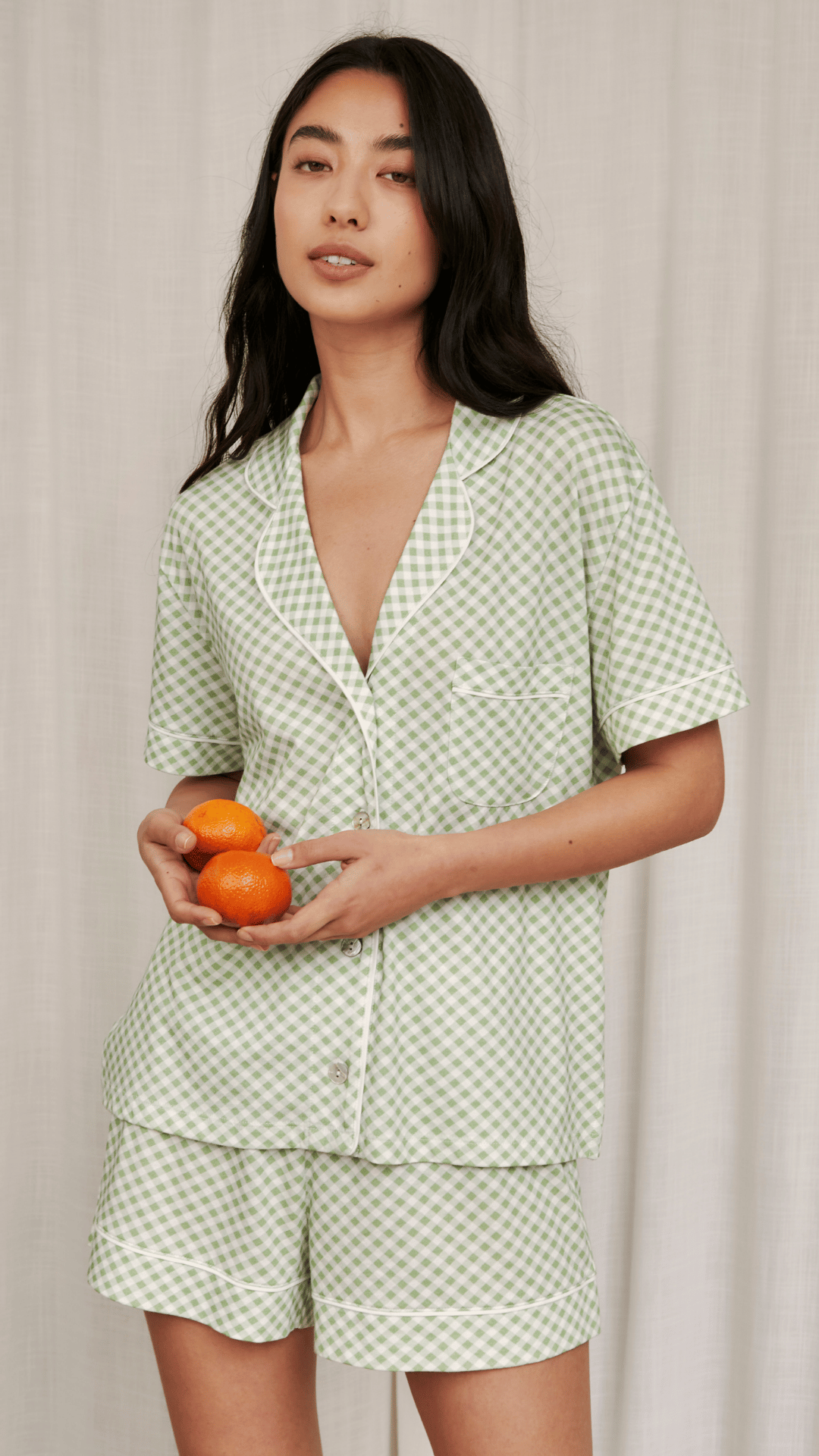Boyfriend Vera PJ Set Short Gingham Green