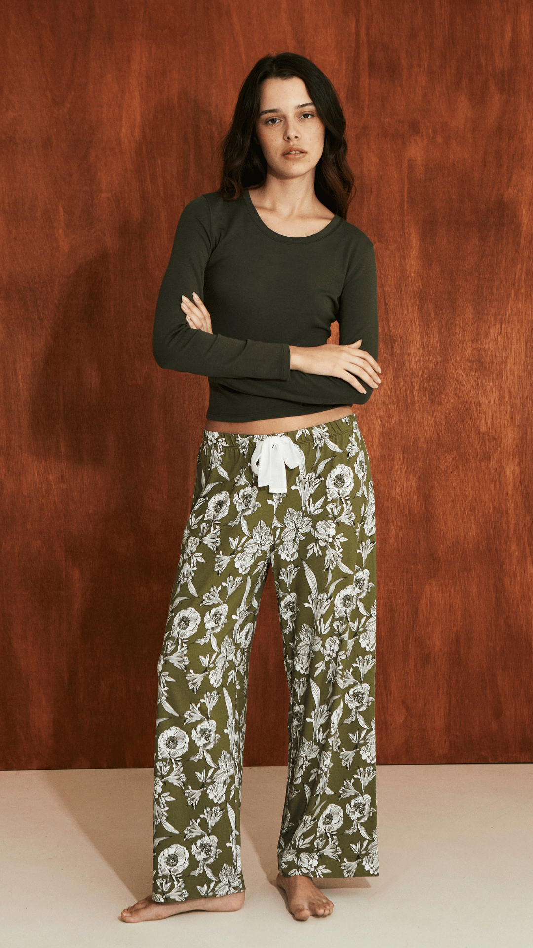 PJ Pant Olive Garden y Top Slim Moss