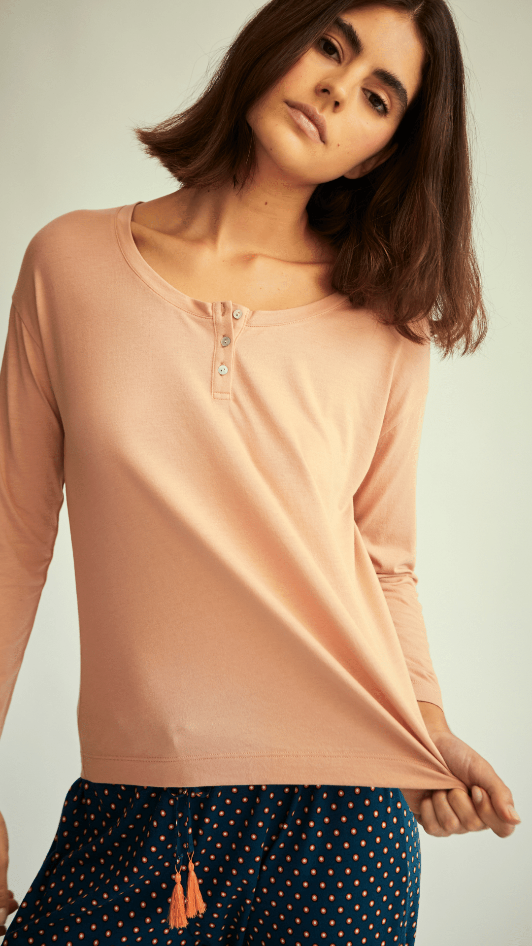Pantalón Rainfall Drops & Top Dalia Tan Coral