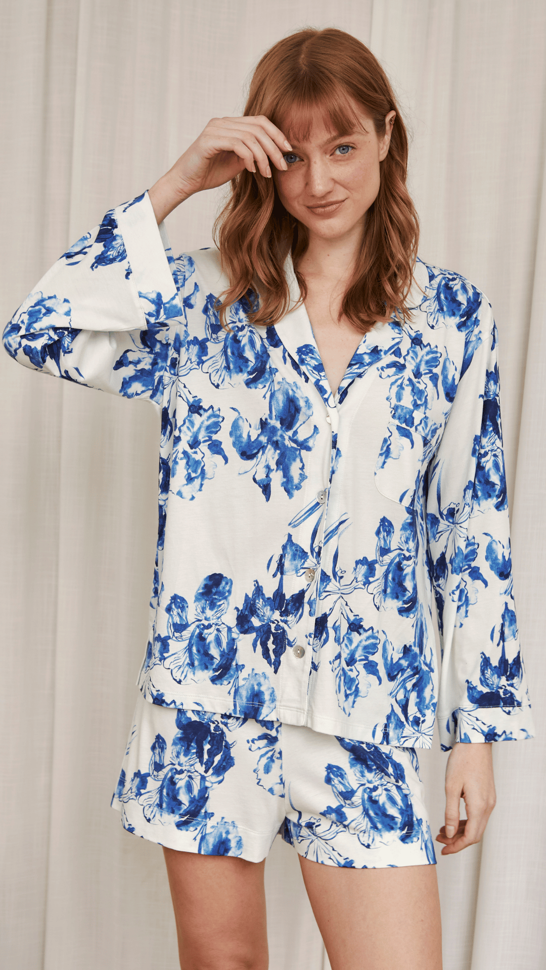 Boyfriend Vera PJ Set Short Iris Blue