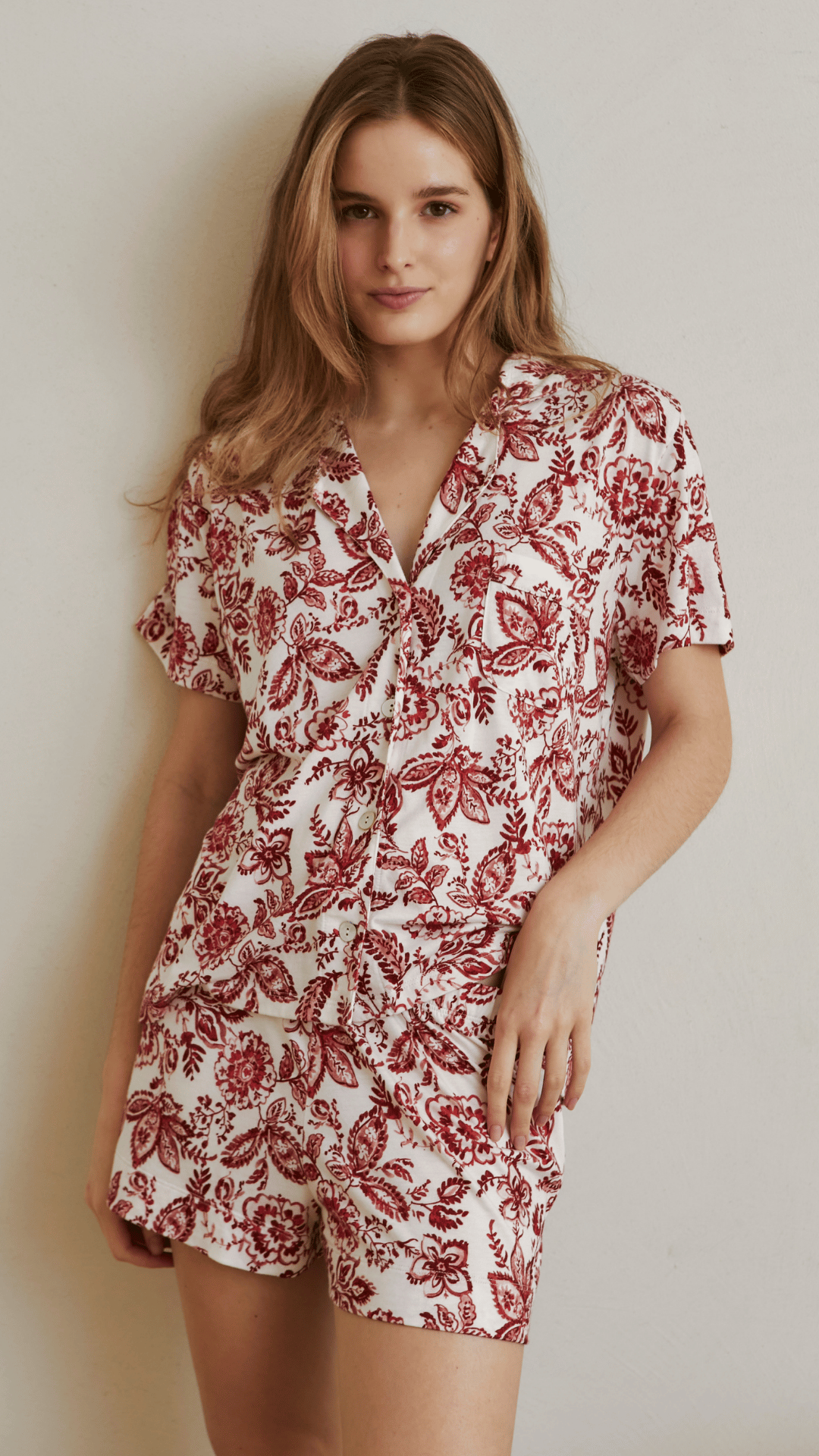 Boyfriend Agnes PJ Set Floral Red