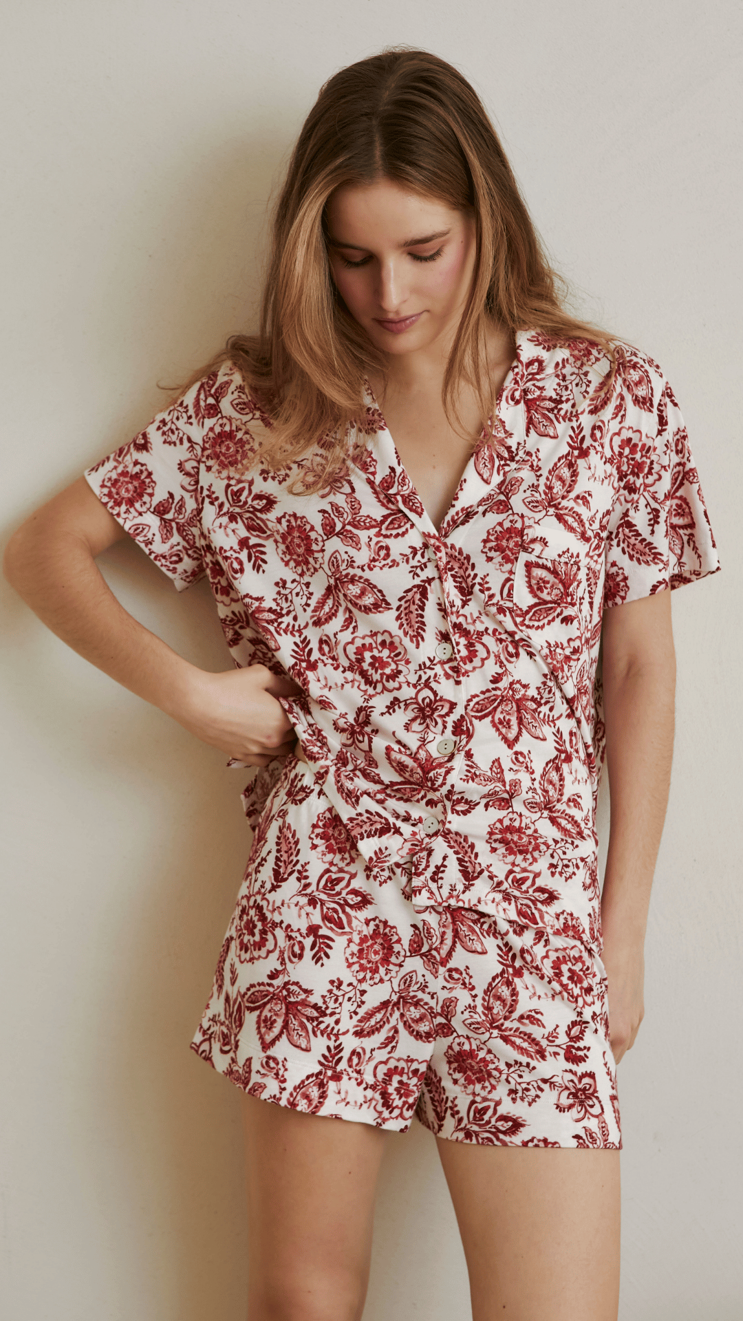 Boyfriend Agnes PJ Set Floral Red