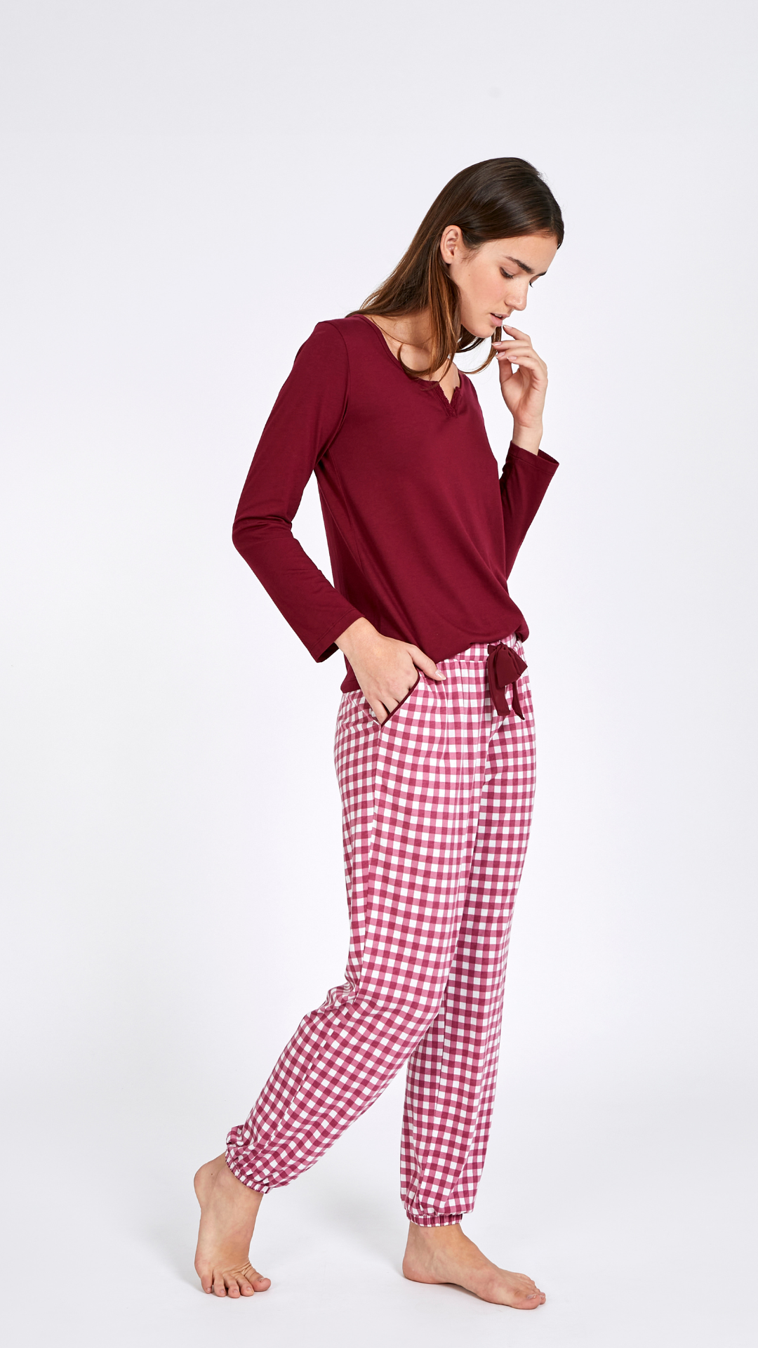 Pantalón Vichy y Top Merlot