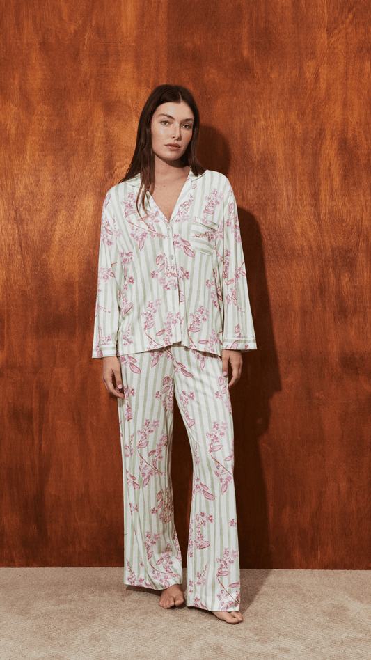 Boyfriend Agnes PJ Set Floral Stripes