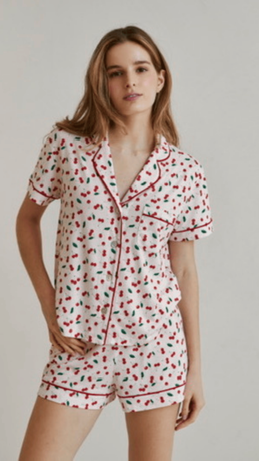 Boyfriend Vera PJ Set Short Cherry