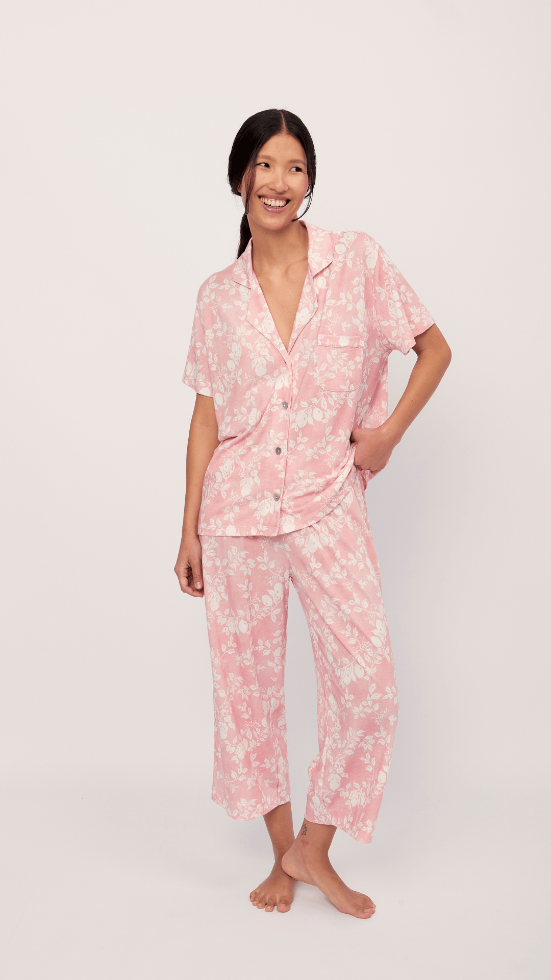 Boyfriend Agnes PJ Set Coral Lemonade