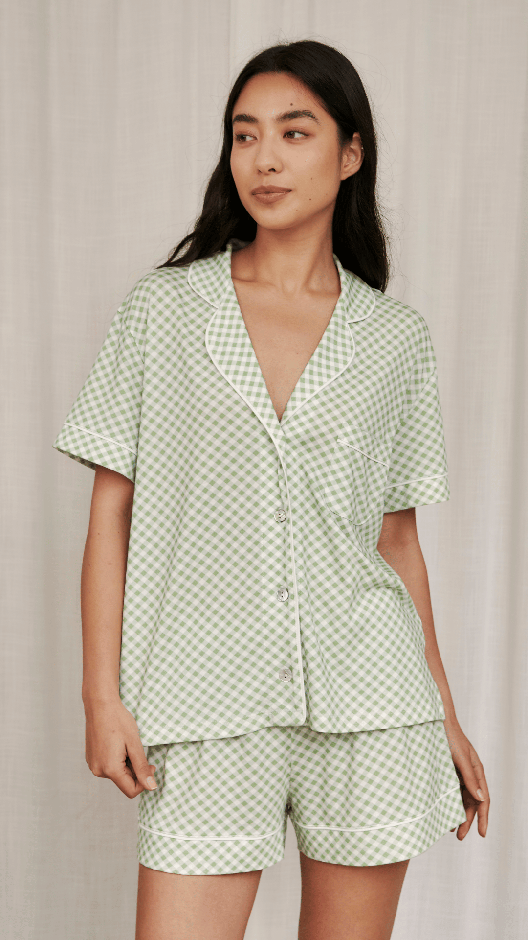 Boyfriend Vera PJ Set Short Gingham Green