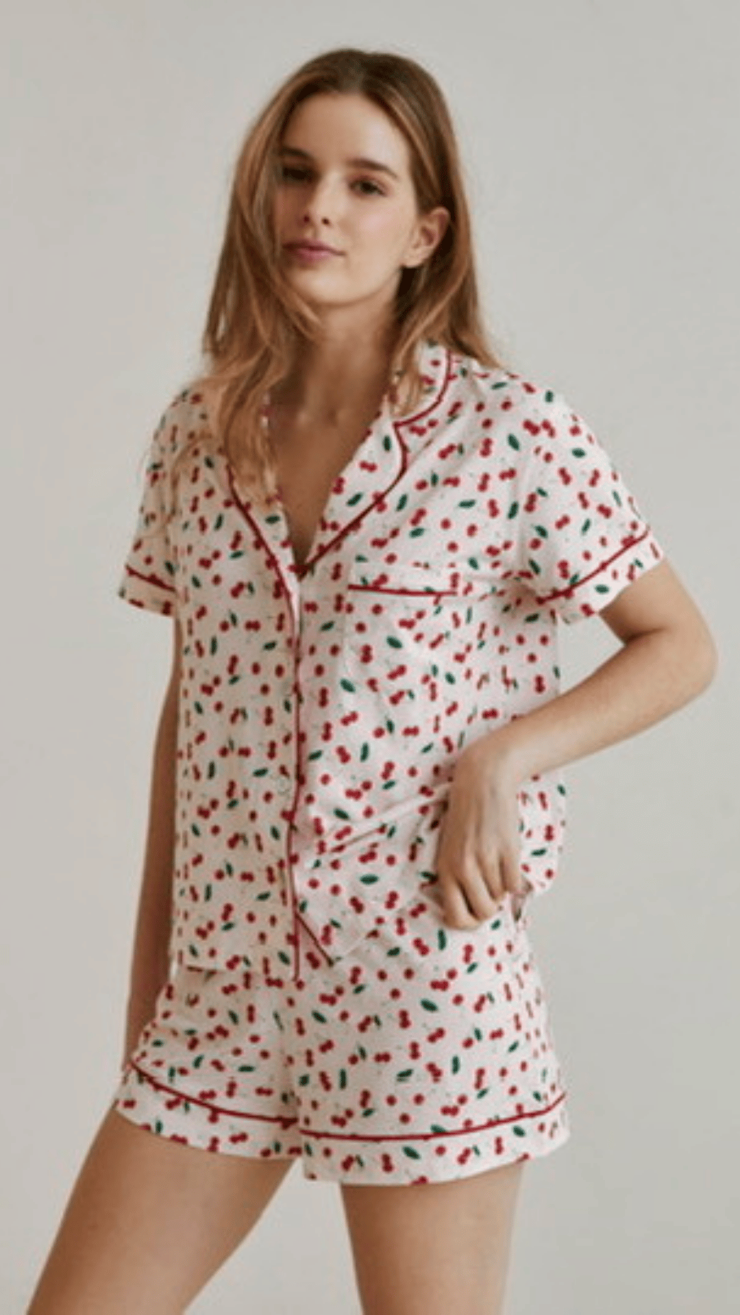 Boyfriend Vera PJ Set Short Cherry